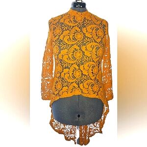 Fashion Nova, Gold Embroidered  High Low, Top, size L